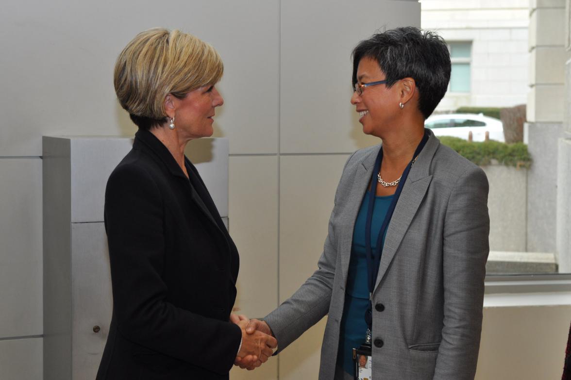 Foreign Minister Julie Bishop meets Ann Mei Chang, Executive Director, United States Global Development Lab at USAID in Washington DC, 20 January 2015