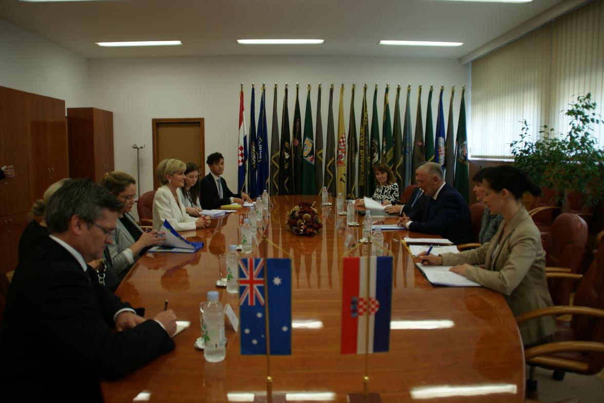 Foreign Minister Julie Bishop and Croatian Minister for Interior, HE Davor Bozinovic commence bilateral talks in Zagreb, 10 July 2017.