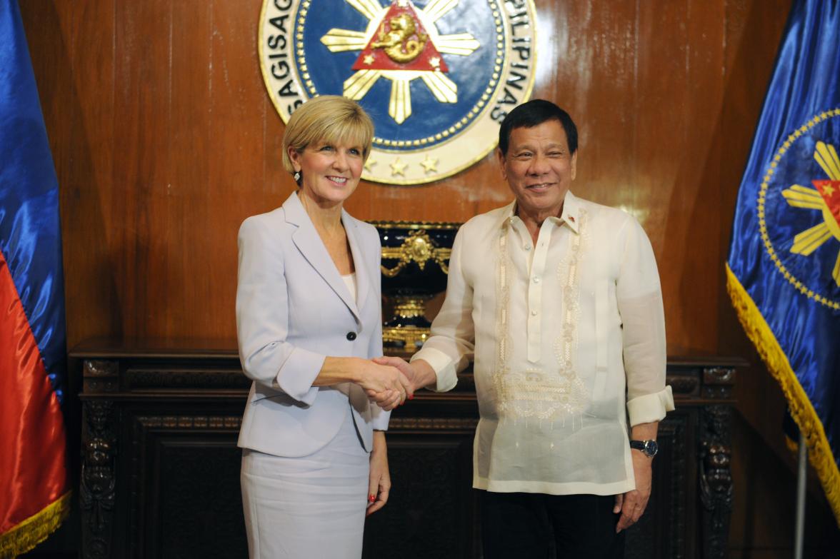 Foreign Minister Julie Bishop called on Philippine President Rodrigo Roa Duterte at the Malacanang Palace in Manila, 7 August 2017.