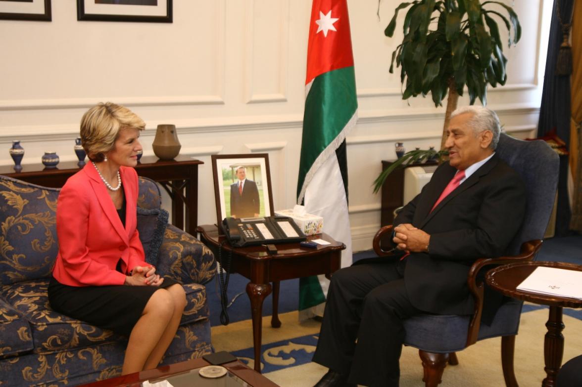 Foreign Minister Bishop Meeting with Prime Minister Mr Abdullah Ensour.