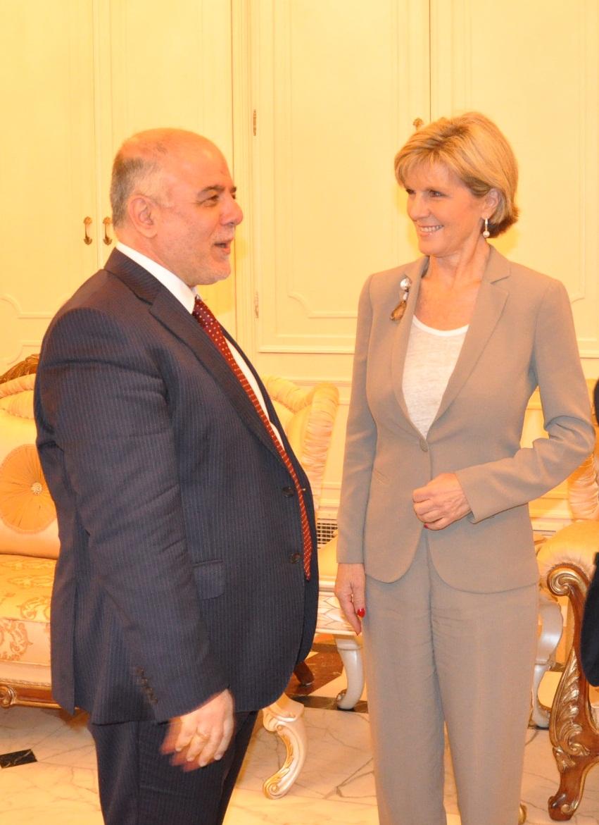 Foreign Minister Bishop meets Prime Minister Haider Al-Abadi 18 October 2014.