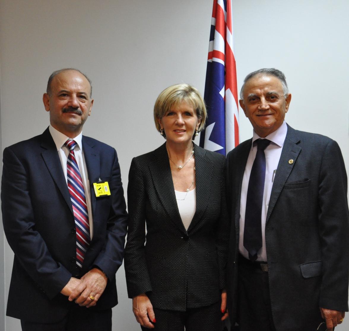 Foreign Minister Bishop meets Younadim Yousif Kanna and Luis Caro Bender - Assyrian Christians.