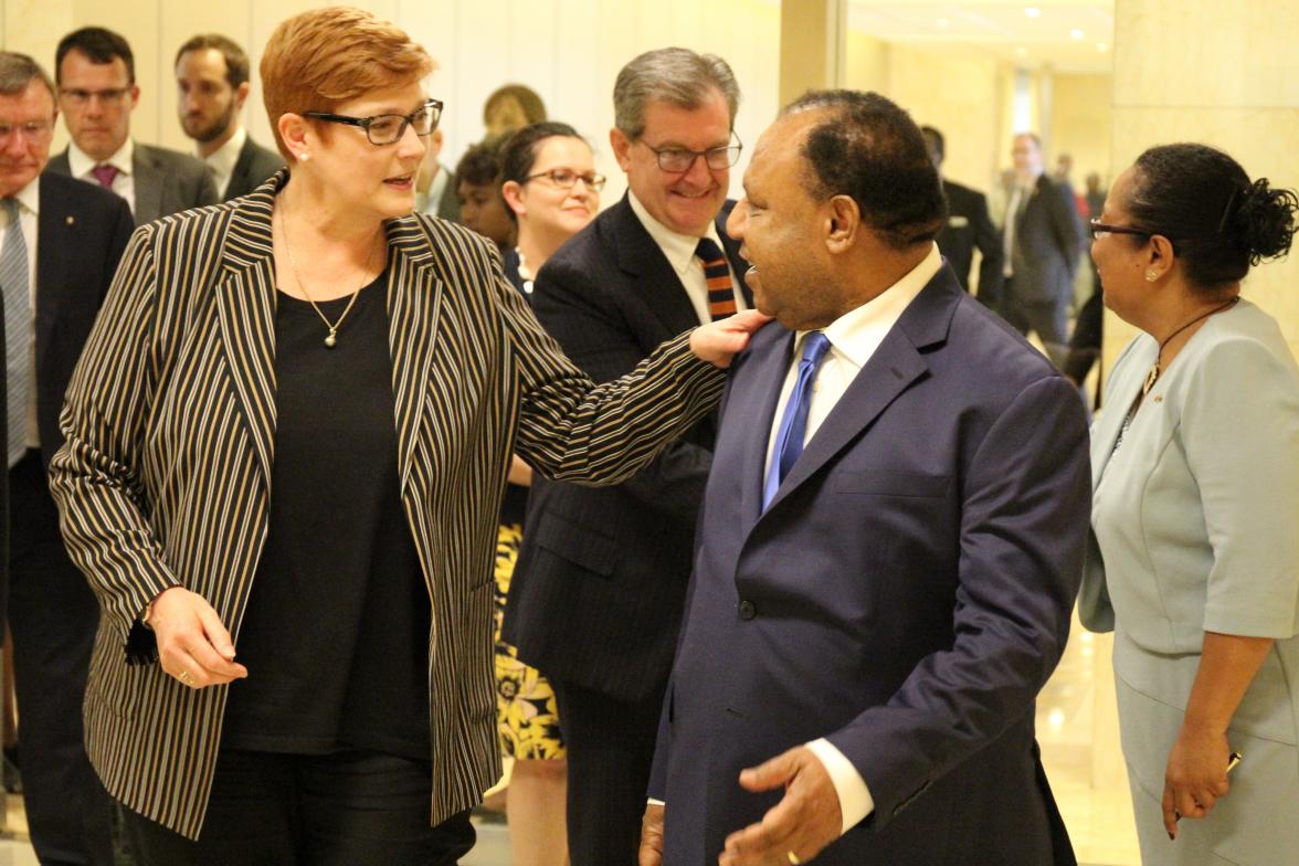 Minister Payne meets Rimbink Pato, PNG Minister for Foreign Affairs.