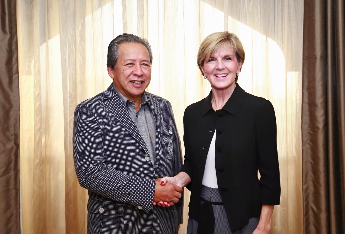 The Hon Julie Bishop MP meets with Malaysia's Minister for Foreign Affairs YB Dato' Sri Anifah Aman, Kuala Lumpur, 7 August 2015.