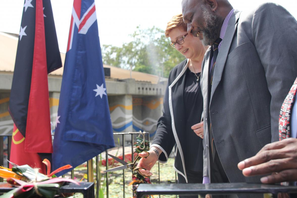 Foreign Minister Marise Payne and Tourism, Arts and Culture Minister Emil Tammur opening the newly refurbished National Museum & Art Gallery.