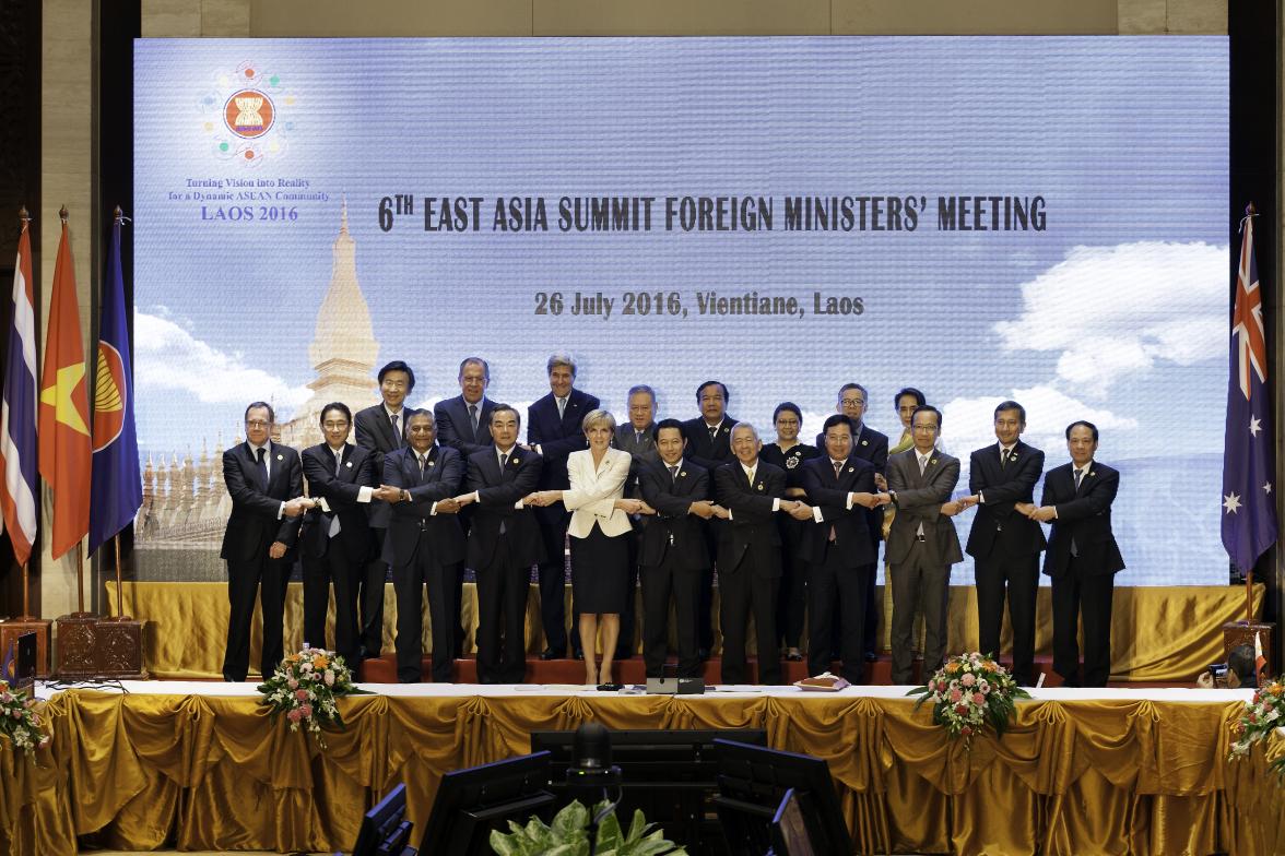 Foreign Minister Julie Bishop and counterparts at the 6th East Asia Summit in Vientiane, Laos. 26 July 2016. Photo credit: DFAT/Bart Verweij