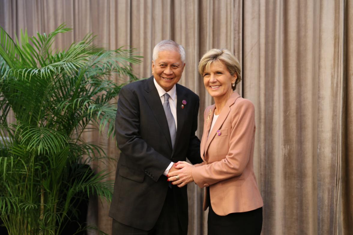 Foreign Minister Bishop meets Mr Alvert del Rosario, Secretary of Foreign Affairs, Philippines at China National Convention Centre - Beijing, 7 November, 2014