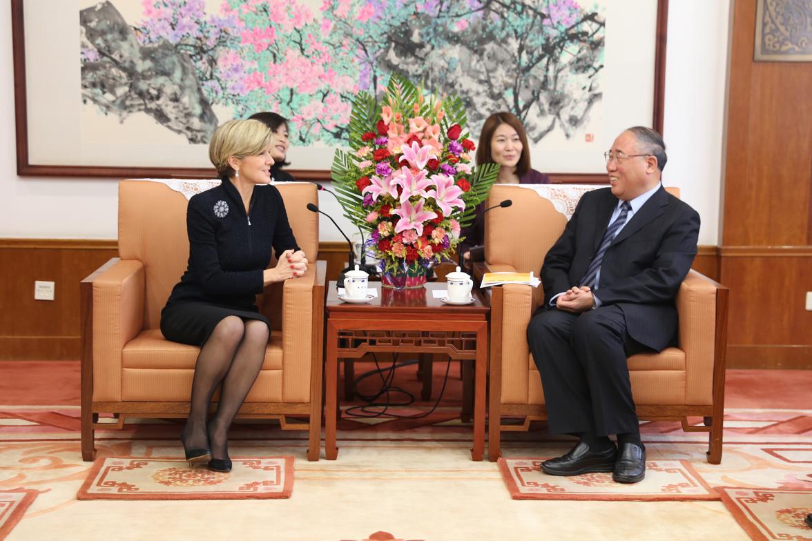 Minister Bishop's pre-dialogue meeting with Vice Chairman Xie Zhenhua, National Development and Reform Commission, China at National Development and Reform Commission, China - Beijing, 10 November 2014 