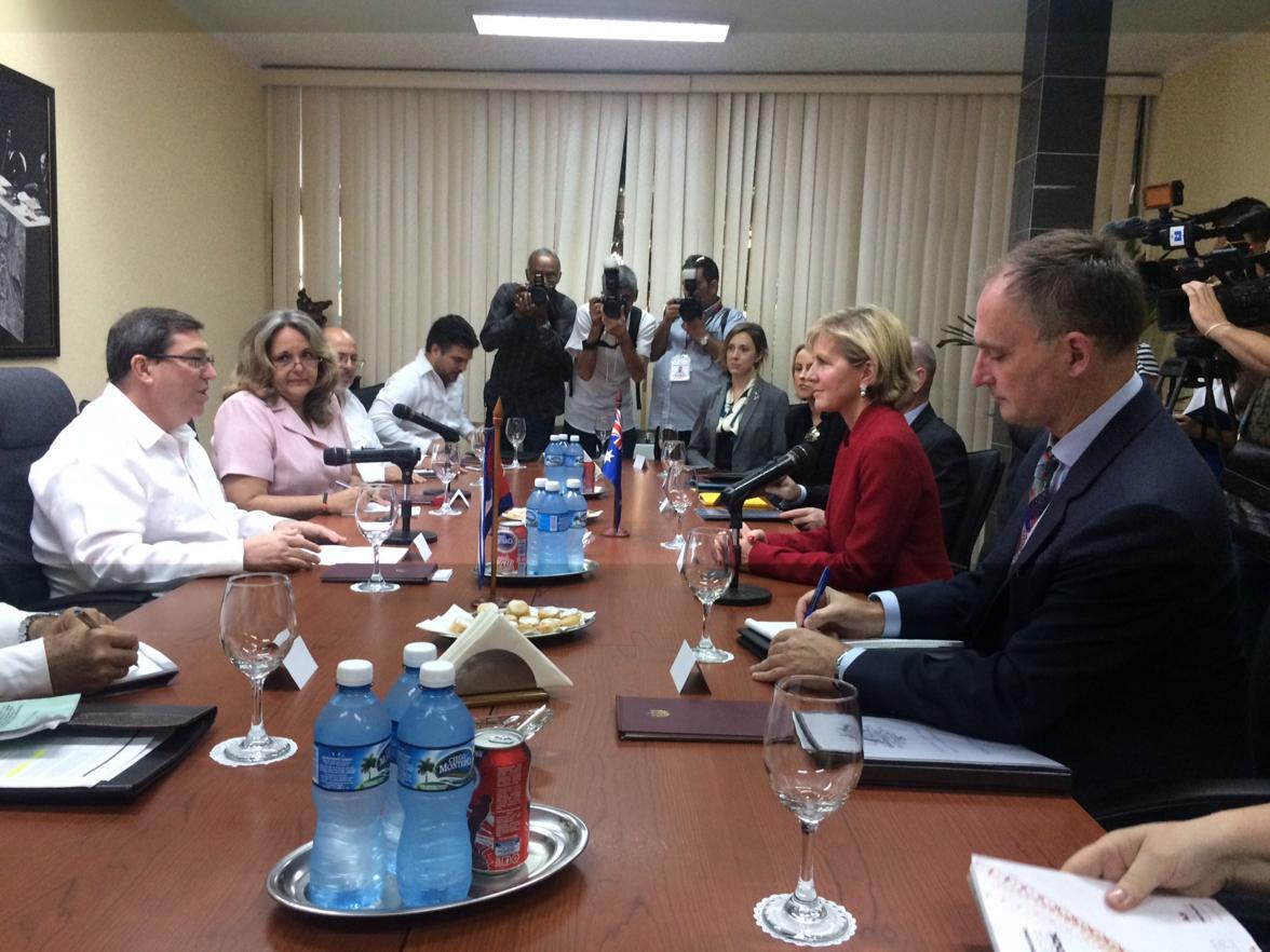 Foreign Minister Julie Bishop meeting with Cuban Minister of Foreign Affairs Bruno Rodriguez at the Ministry of Foreign Affairs, Havana, 30 June 2017