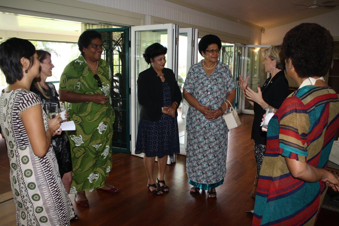 Foreign Minister Julie Bishop meeting Fijian women parliamentarians, Suva. 1 November 2014.