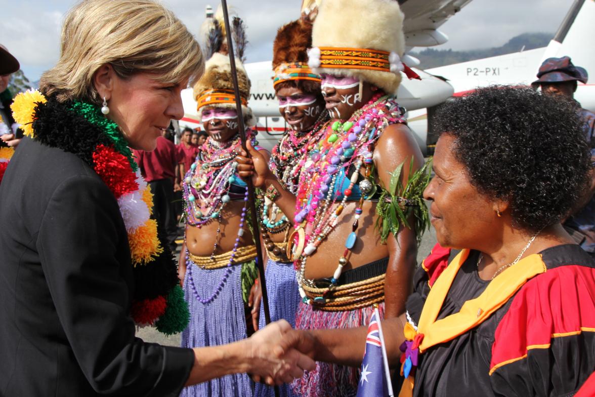 Visit to Papua New Guinea - Minister Bishop arrives in Wapenamanda.