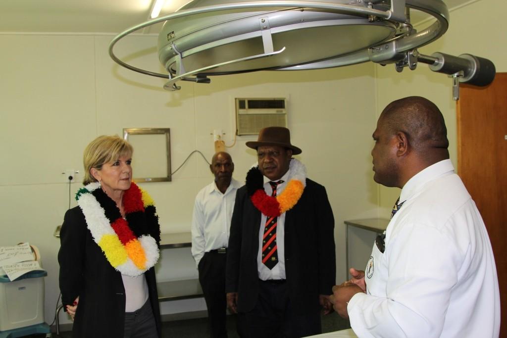 Foreign Minister Bishop visits Mambisanda Immanuel Lutheran District Hospital.