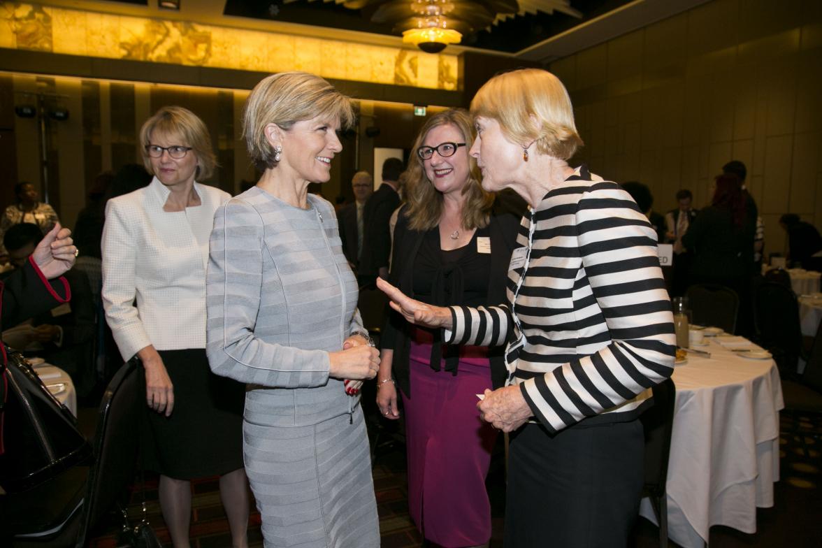 Foreign Minister Julie Bishop with delegates at the IORA 2014 Women’s Economic Empowerment Breakfast.