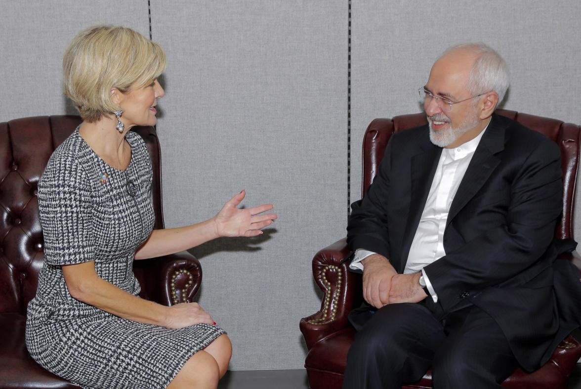 Foreign Minister Julie Bishop meets with Iran’s Minister of Foreign Affairs, Mohammad Javad Zarif at the United Nations in New York on 21 September 2017. 