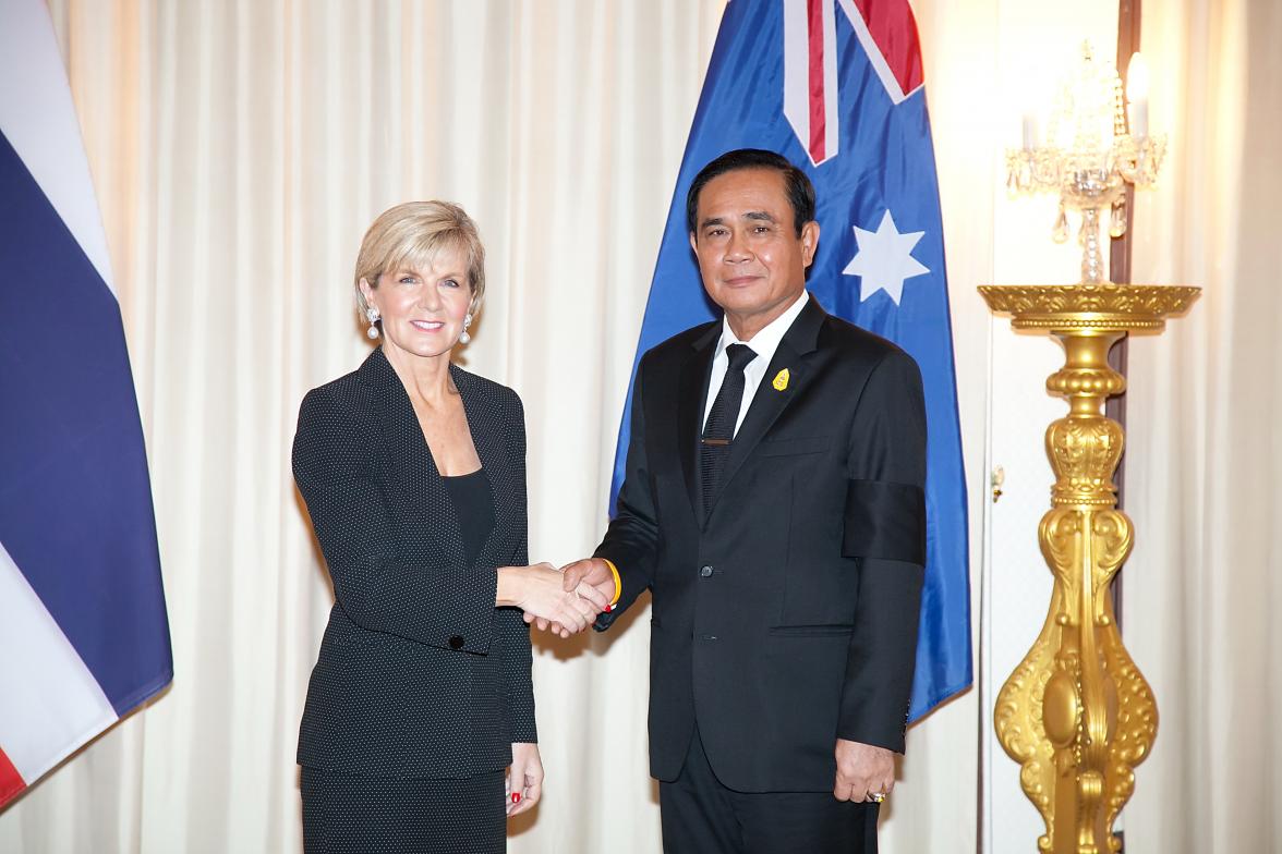 Foreign Minister Julie Bishop meets Thai Prime Minister, His Excellency General Prayut Chan-o-cha at Thai Government House to strengthen bilateral relations between the two countries. Thailand, Bangkok, 4 August 2017.