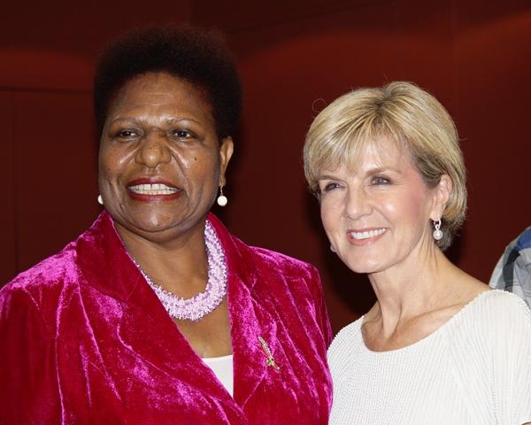 Minister Bishop with Westpac PNG Women of the Year Janet Sape.