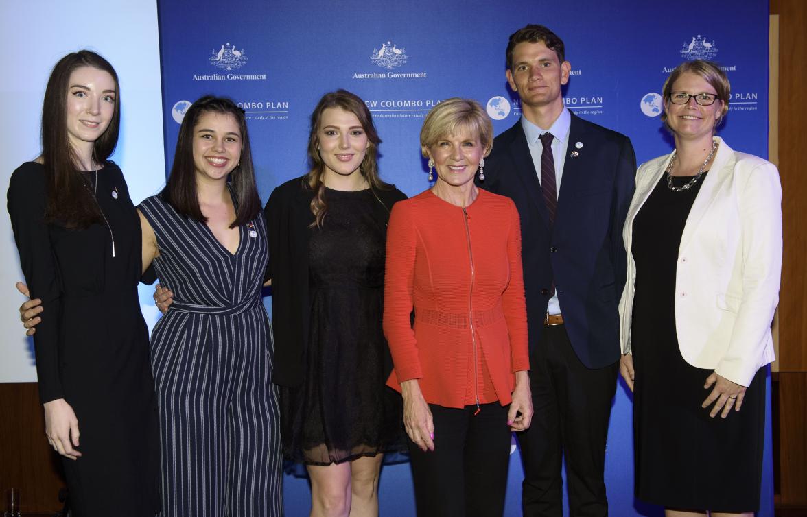 Foreign Minister Julie Bishop with scholars from Murdoch University, with Professor Eeva Leinonen, Vice-Chancellor