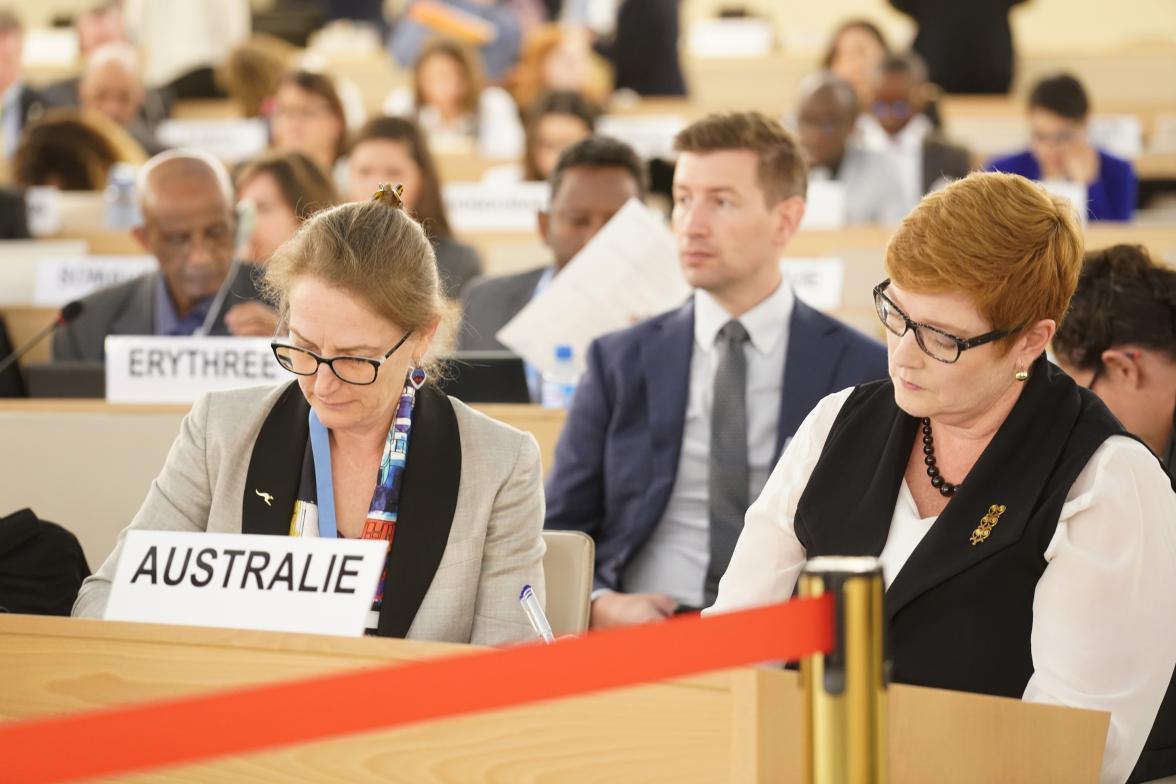 40th session of the United Nations Human Rights Council, 25nfebruary 2019  Marise Payne, Minister for Foreign Affairs of Australia.  Photo: Christian Bonzon