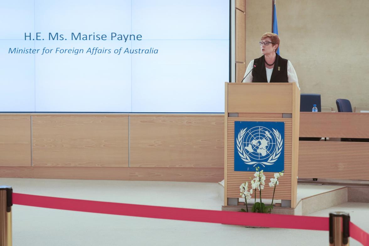 40th session of the United Nations Human Rights Council, 25nfebruary 2019  Marise Payne, Minister for Foreign Affairs of Australia.  Photo: Christian Bonzon