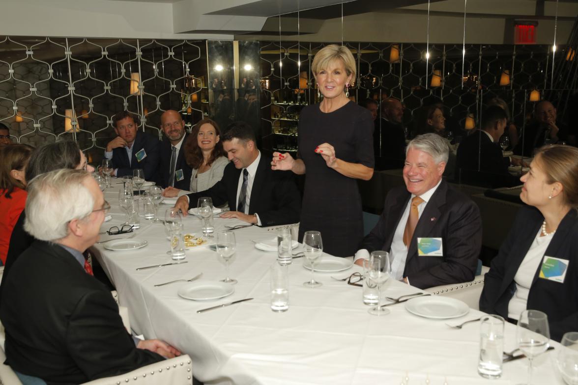 Foreign Minister Julie Bishop attends a roundtable luncheon on Smart Cities hosted by Lendlease in New York on 18 September, 2017.  