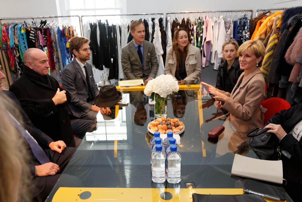 Foreign Minister Julie Bishop attends an Australian Fashion Foundation meeting in New York City, January 22, 2016. Photo by Trevor Collens/DFAT