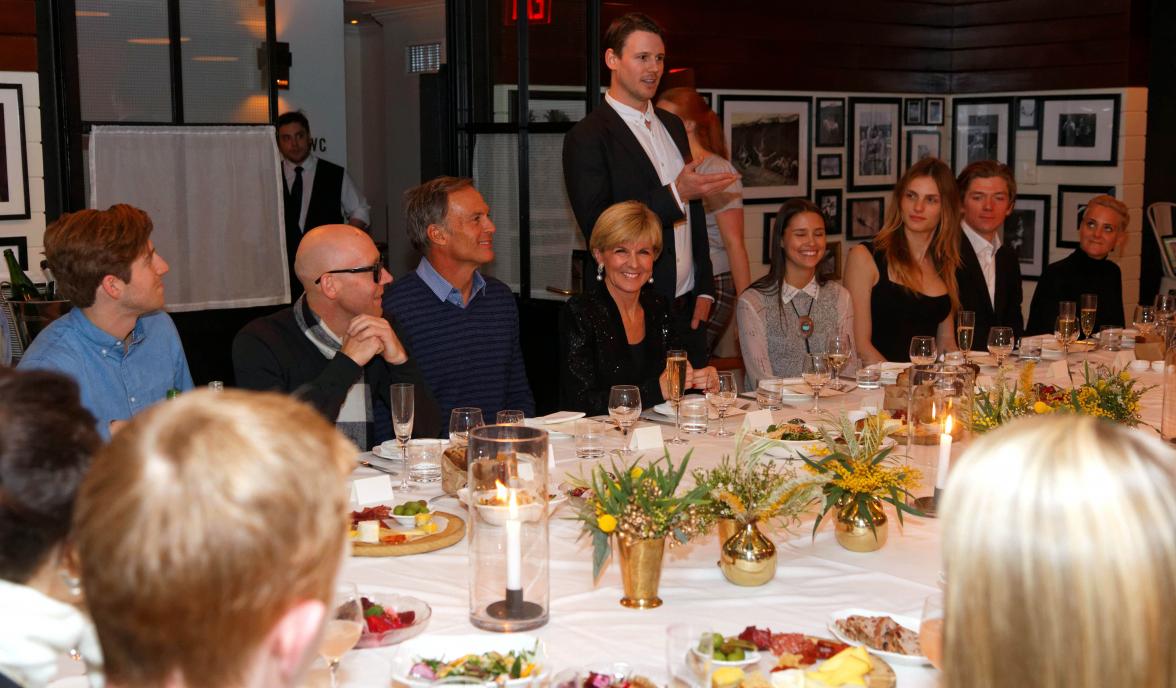 Foreign Minister Julie Bishop attends a BYOA (Bring Your Own American) dinner in New York City, January 24, 2016. Photo by Trevor Collens/DFAT