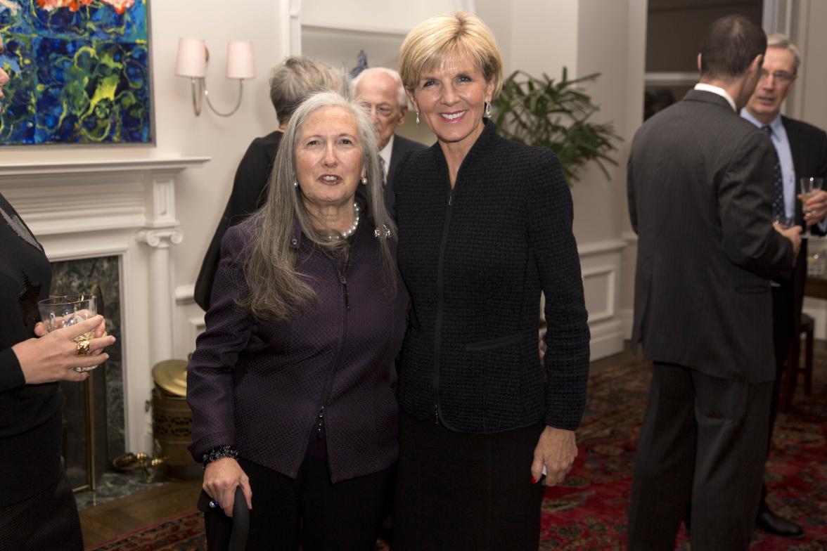 New York. January 22, 2015. Foreign Minister Julie Bishop attends a reception with the  Australian and US business and arts community at the Consul-General’s Residence.  photo by Trevor Collens.