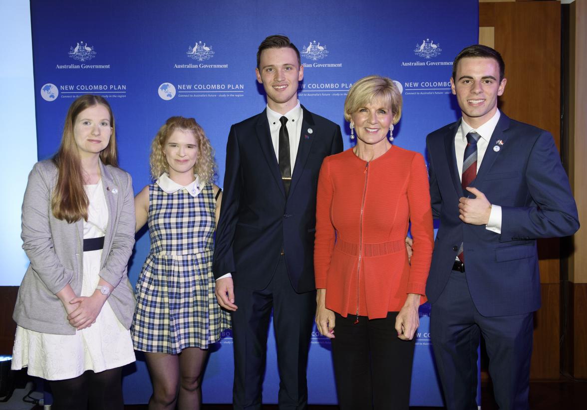 Foreign Minister Julie Bishop with scholars from the University of Newcastle