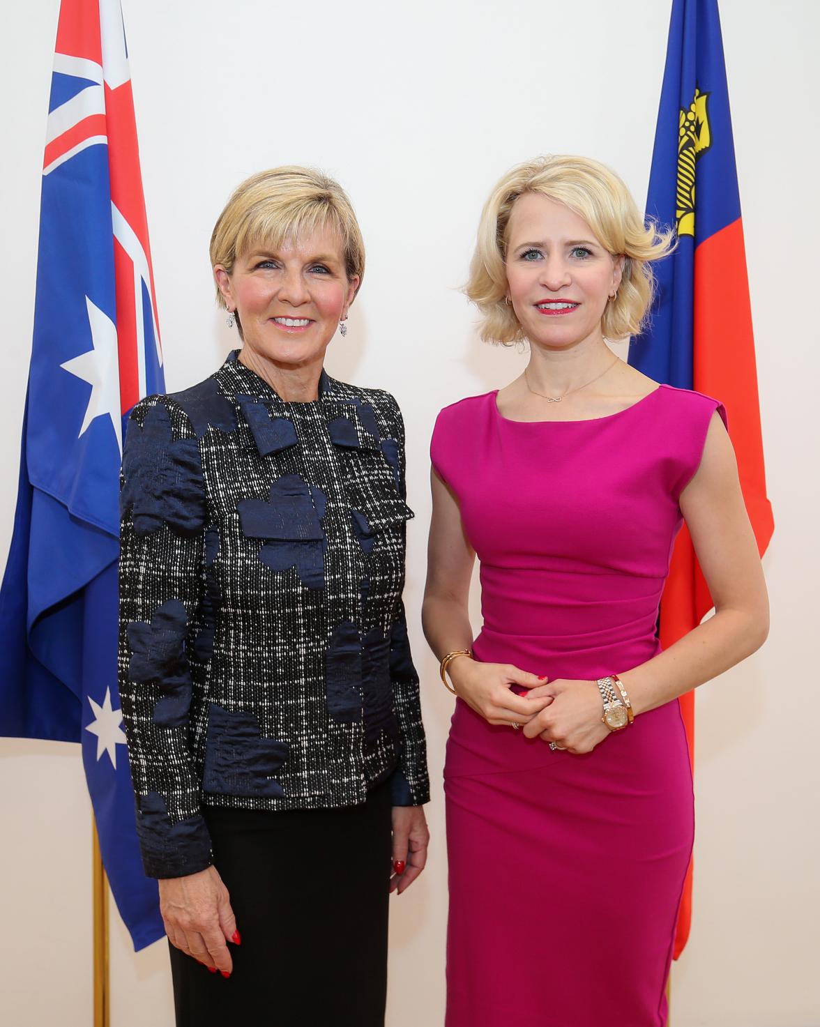 Foreign Minister Julie Bishop meeting Liechtenstein’s Foreign Minister Aurelia Frick ahead of bilateral discussions in Vaduz, Liechtenstein 13 July 2017.