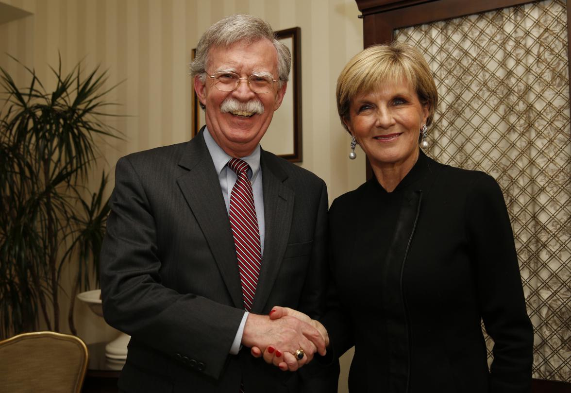 Foreign Minister Julie Bishop meets with the Hon John Bolton, American Enterprise Institute in Washington DC. 31 March 2016