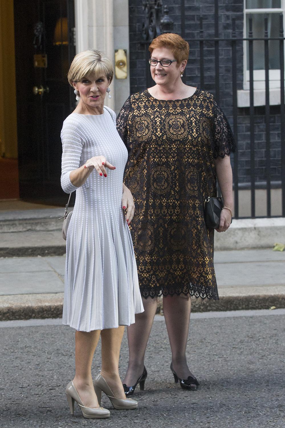 Australian Minister for Foreign Affairs Julie Bishop, and Minister for Defence, Marise Payne, in front 10 Downing Street for the commencement of the annual Australia-UK Ministerial Consultations (AUKMIN). Photo credit : Jim Ross