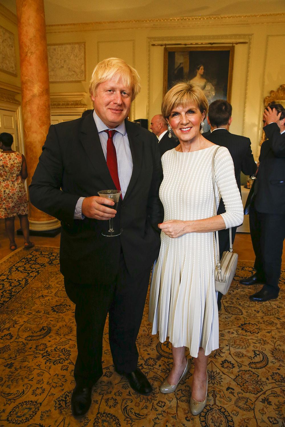 Foreign Minister Julie Bishop with UK Foreign Secretary Boris Johnson at 10 Downing Street for the commencement of the annual Australia-UK Ministerial Consultations (AUKMIN). Photo credit: Jim Ross