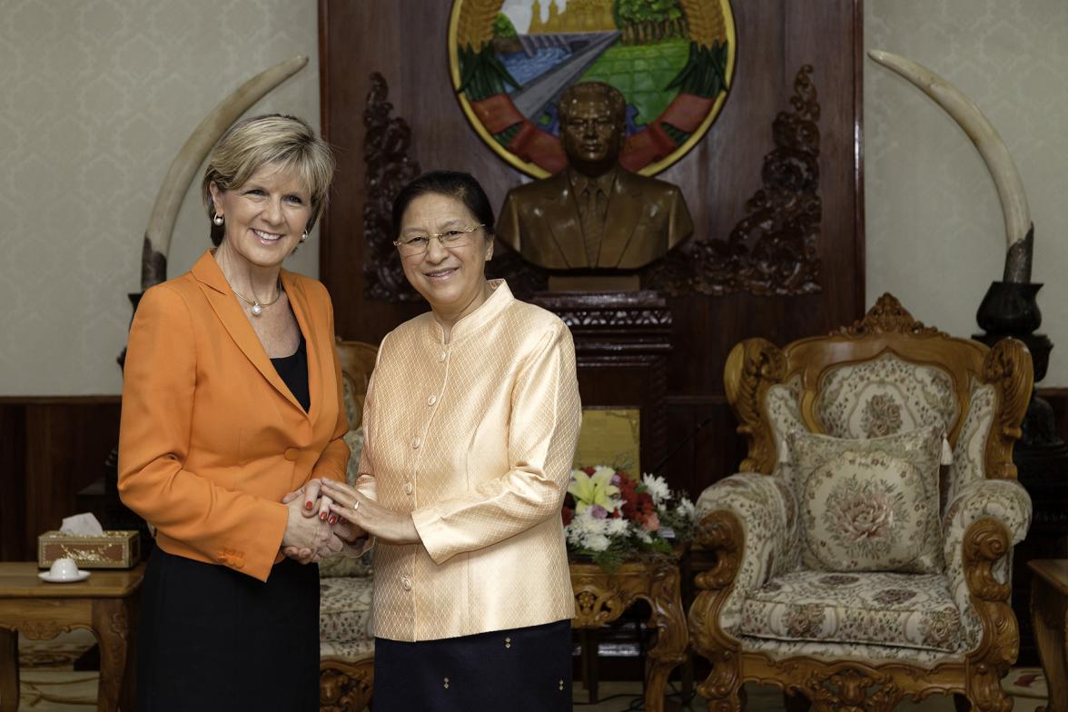 Foreign Minister Julie Bishop meets Mrs. Pany Yathortou, President, National Assembly of the Lao PDR. Photo: Bart Verweij