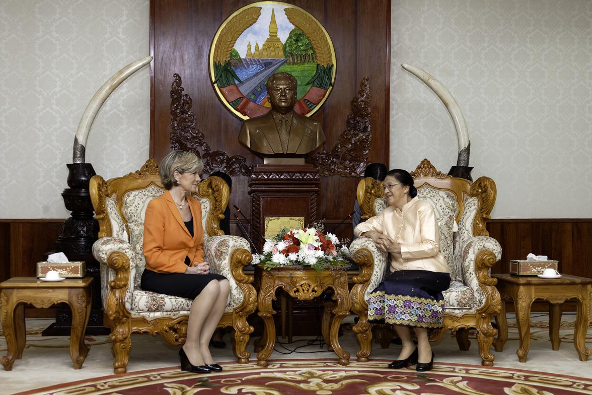 Foreign Minister Julie Bishop meets Mrs. Pany Yathortou, President, National Assembly of the Lao PDR. Photo: Bart Verweij