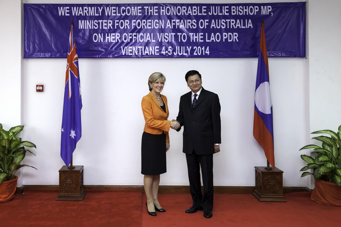 Foreign Minister Julie Bishop meets with H.E. Dr Thongloun Sisoulith, Deputy Prime Minister and Minister of Foreign Affairs. Photo: Bart Verweij