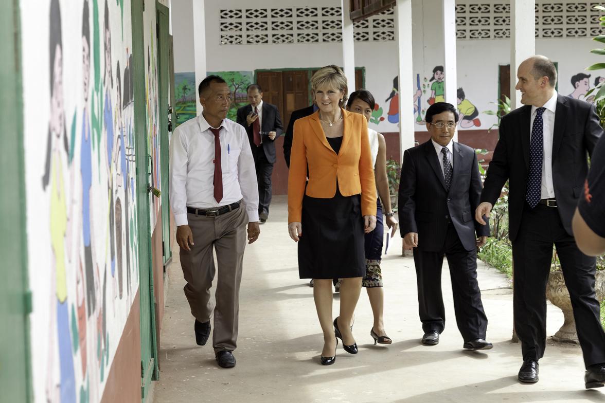 Foreign Minister Julie Bishop with H.E. Dr. Phankham Viphavanh, Lao minister of Education and Sports. Photo: Bart Verweij