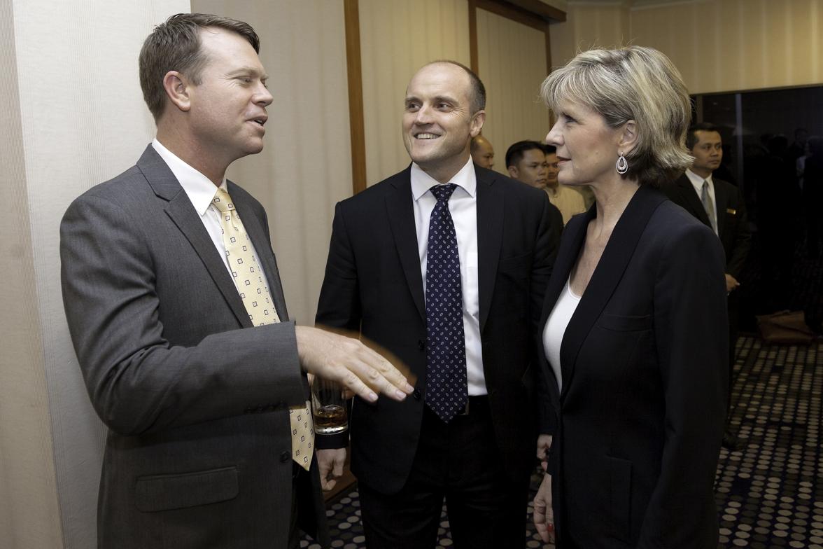 Foreign Minister Julie Bishop meets with Australian Embassy staff. Photo: Bart Verweij