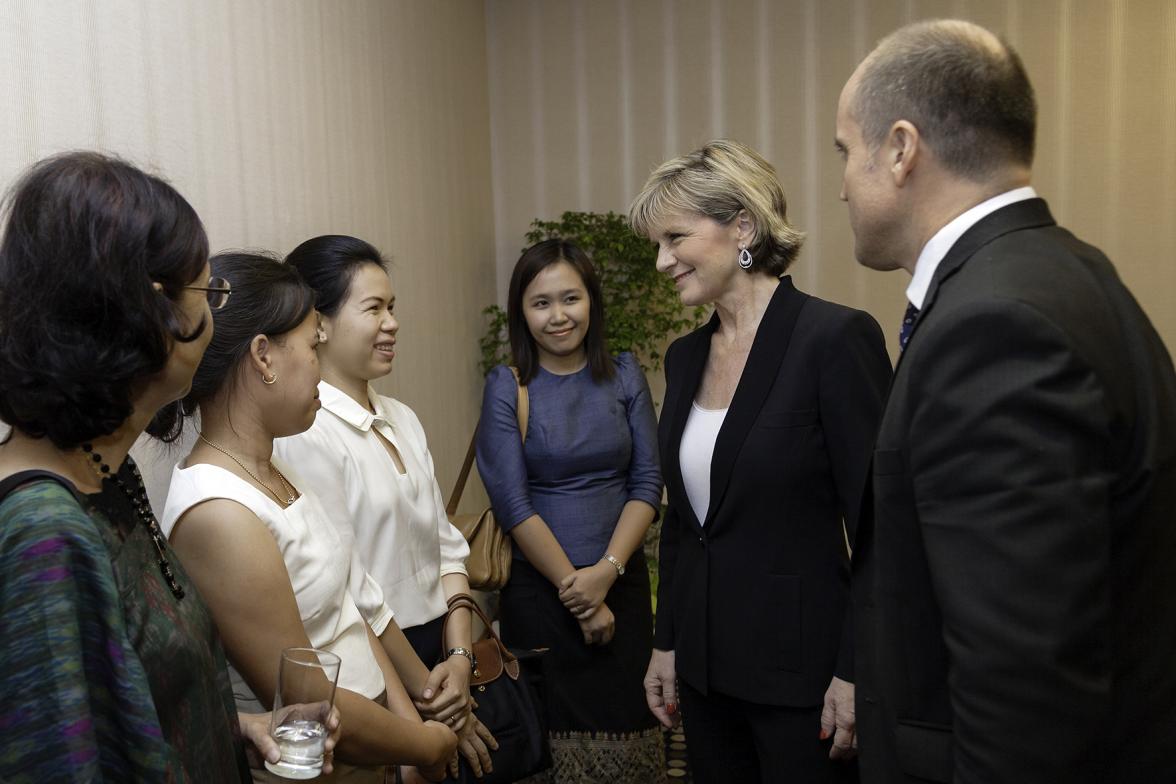 Foreign Minister Julie Bishop meets with Australian Embassy staff. Photo: Bart Verweij