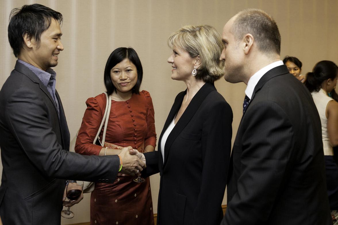 Foreign Minister Julie Bishop meets with Australian Embassy staff. Photo: Bart Verweij