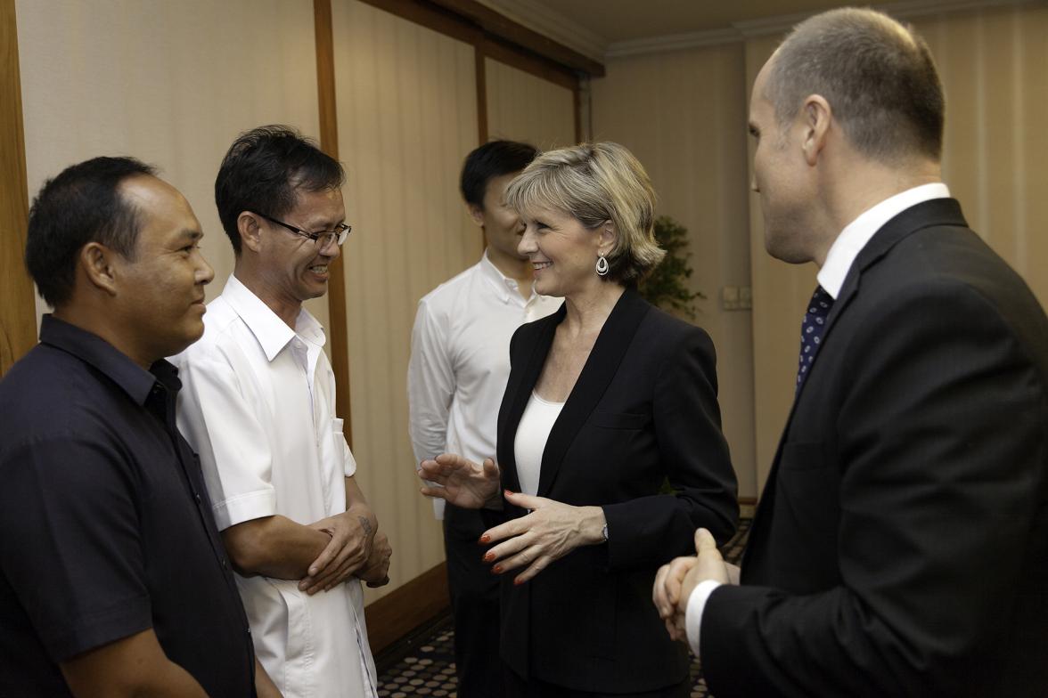 Foreign Minister Julie Bishop meets with Australian Embassy staff. Photo: Bart Verweij