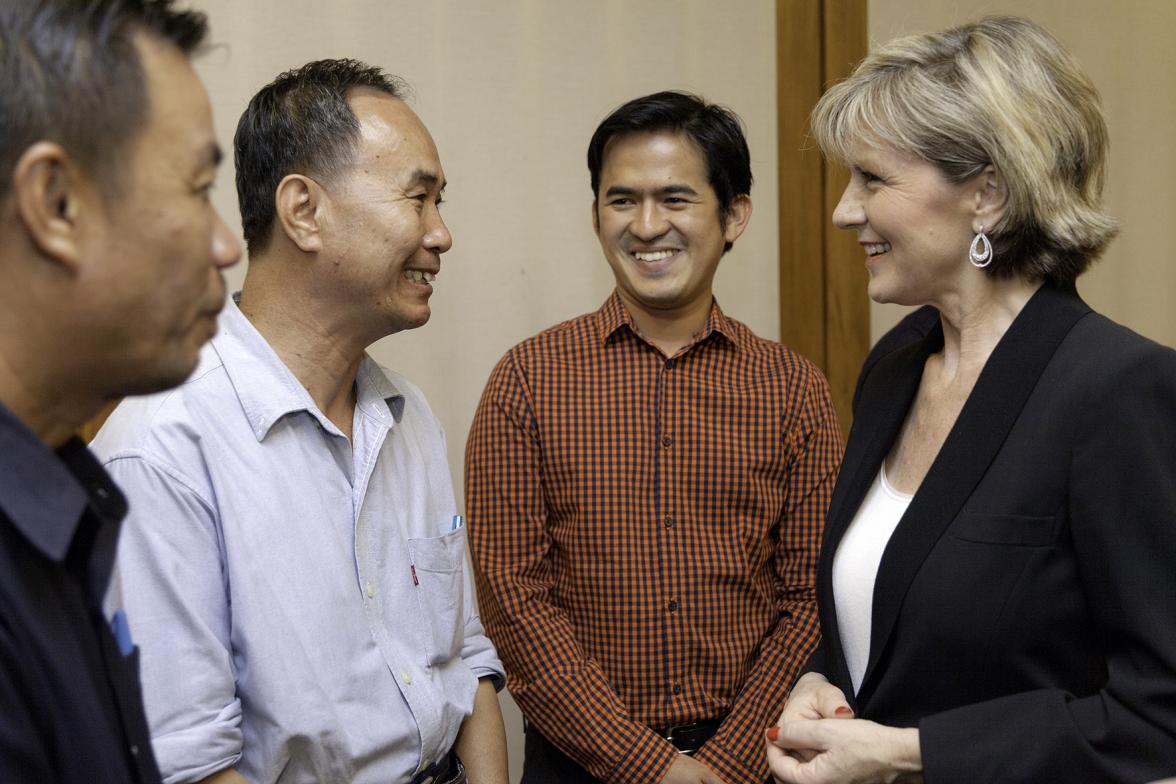 Foreign Minister Julie Bishop meets with Australian Embassy staff. Photo: Bart Verweij