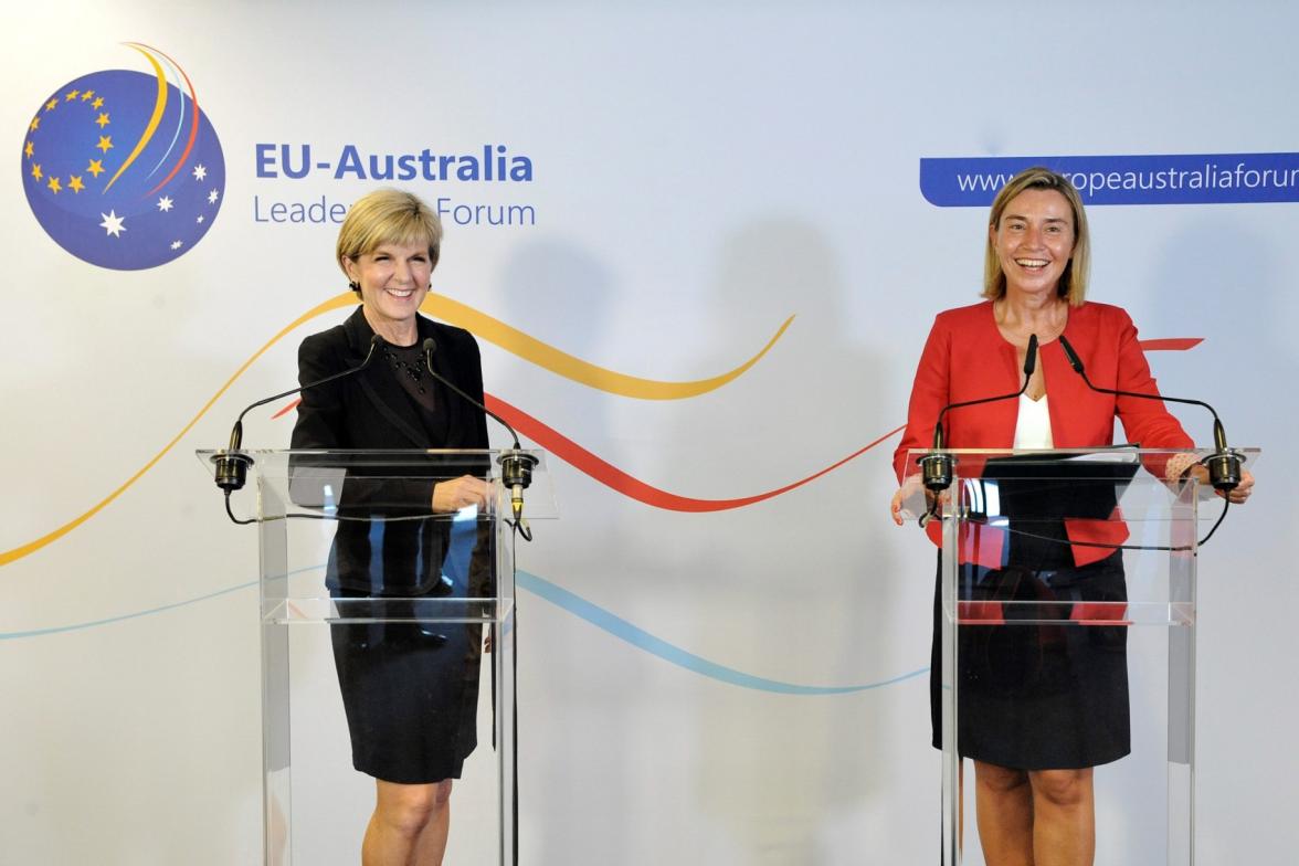 Foreign Minister Julie Bishop and Mrs Federica Mogherini, Vice-President of the European Commission and High Representative of the European Union for Foreign Affairs and Security Policy at the launch of the EU-Australia Leadership Forum.