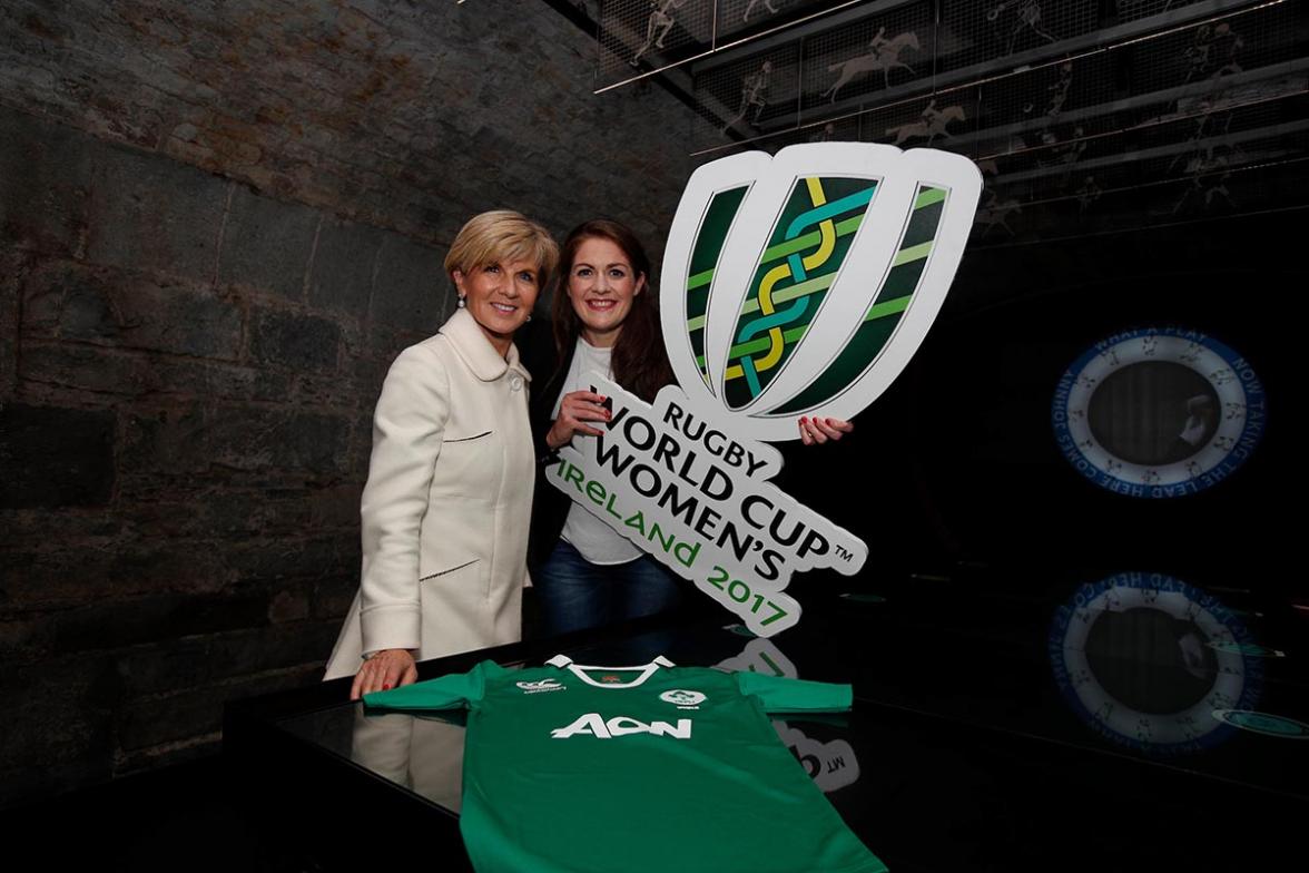 Foreign Minister Julie Bishop with former Irish Womens Rugby International Captain Fiona Coghlan celebrating the upcoming Womens Rugby World Cup in Ireland in August 2017. Photo credit: Commonwealth of Australia