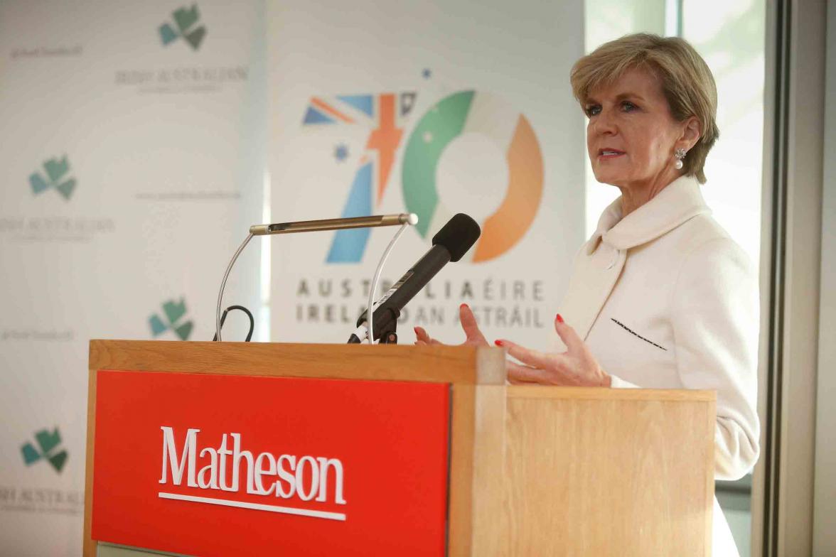 Foreign Minister Julie Bishop speaks at the Irish Australian Chamber of Commerce breakfast in Dublin. Photo credit: Commonwealth of Australia