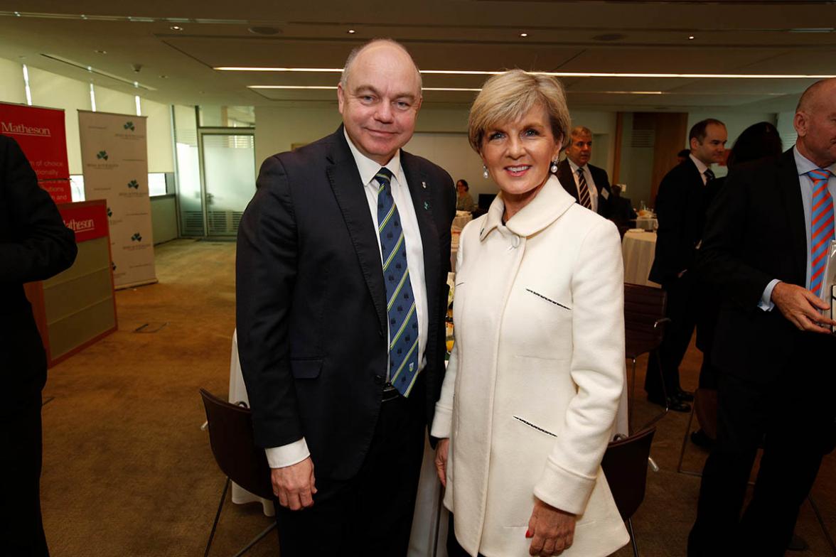 Foreign Minister Julie Bishop with the President of University College Dublin (UCD) Prof Andrews Deeks in Dublin. Photo credit: Commonwealth of Australia