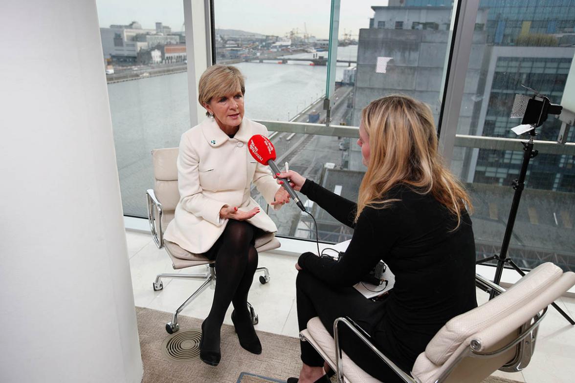 Foreign Minister Julie Bishop being interviewed by Shona Murray, Newstalk 106 FM in Dublin. Photo credit: Commonwealth of Australia