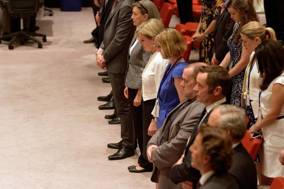 Visit to New York by Minister for Foreign Affairs Julie Bishop, 29 July 2015. Minister Julie Bishop in the UN Security Council where she delivered a statement regarding Malaysia Airline flight MH17 downed over Ukraine. photo by Trevor Collens