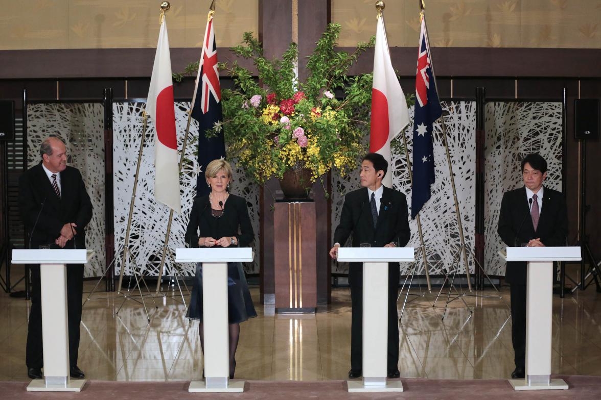 Australia-Japan 2+2 Foreign and Defence Ministers' Consultations Joint Press Conference Tokyo 11 June with Senator the Hon David Johnston, Minister for Defence, the Hon Julie Bishop MP, Minster for Foreign Affairs, Japanese Foreign Minister the Hon Fumio 