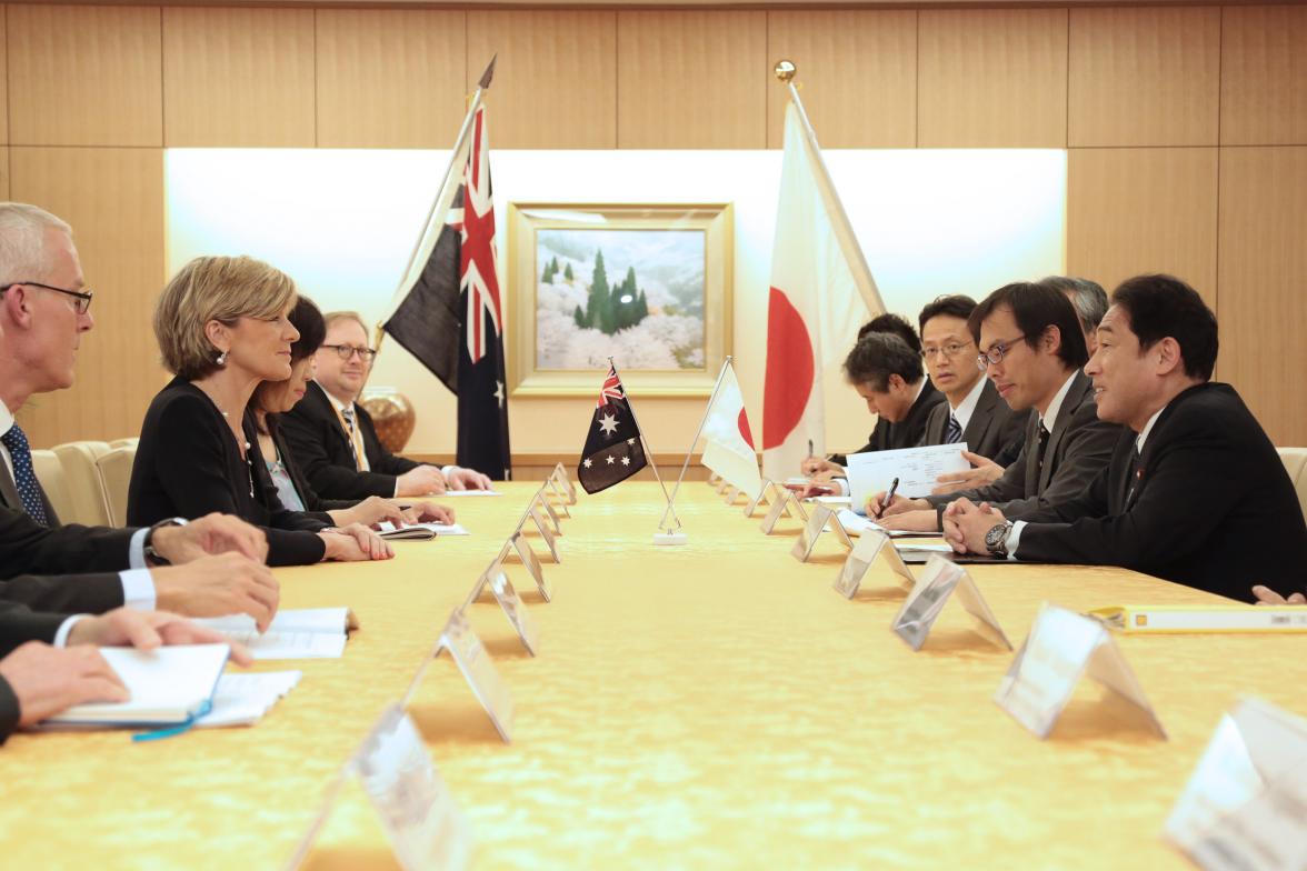 The Hon Julie Bishop MP, Minister for Foreign Affairs meets with her counterpart Japanese Foreign Minister Mr Fumio Kishida in Tokyo to discuss regional and security issues.