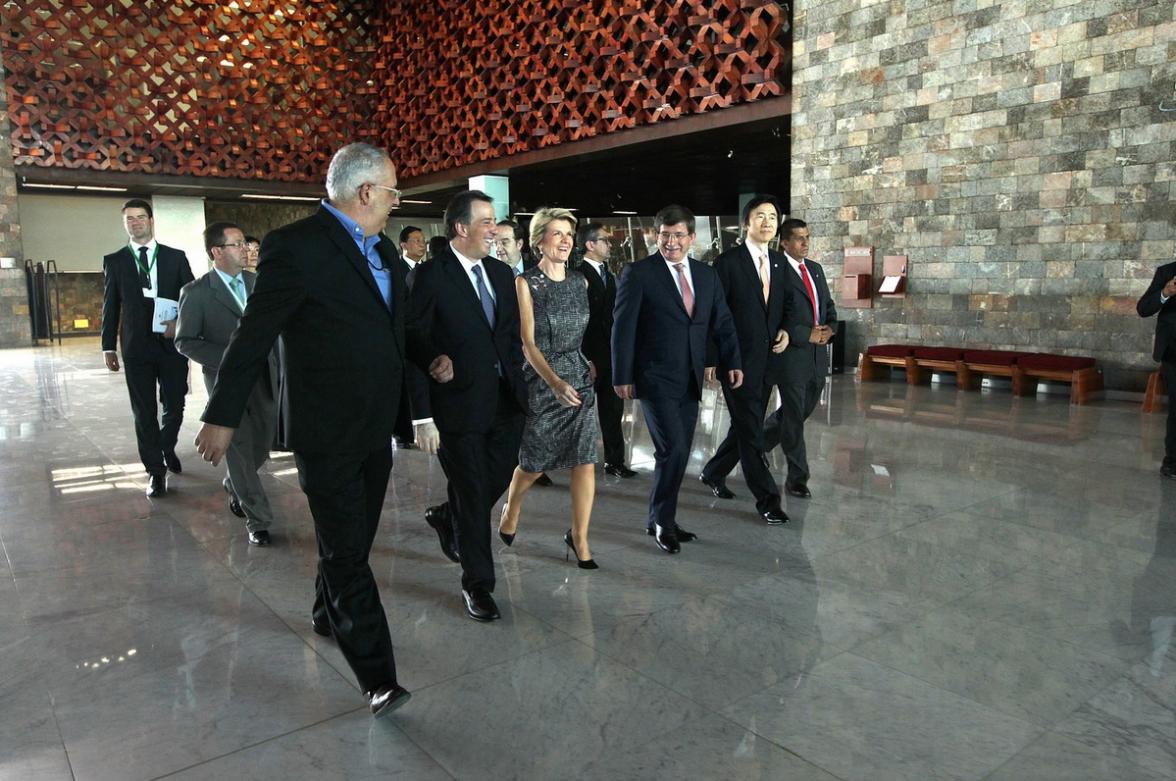 Mexico, Indonesia, Korea, Turkey, Australia (MIKTA) Ministers at the Anthropology Museum. 14 April 2014.